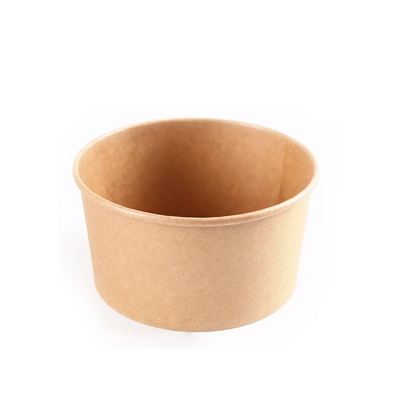 100% Natural 1000ml Disposable Paper Tableware 150mm Diameter Kraft Paper Salad Bowl