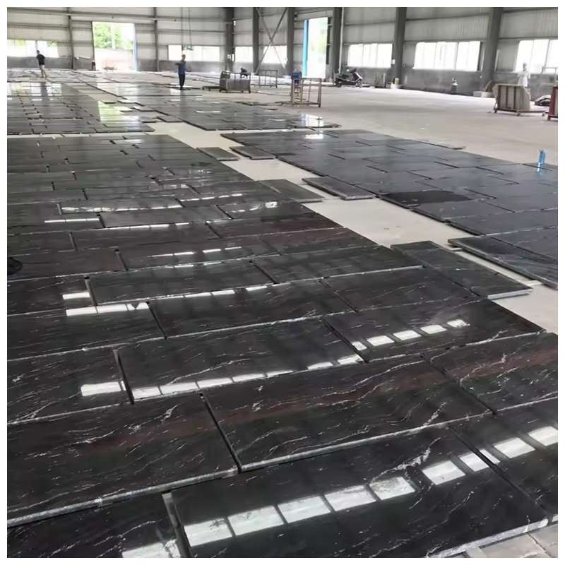 Leathered/Honed Jet Mist Black Granite for Tiles and Countertops