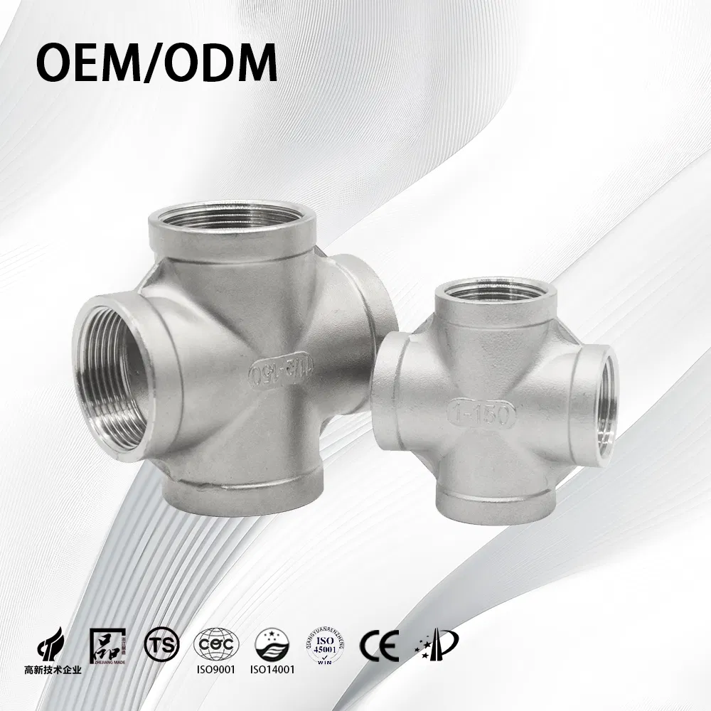 SS304/SS316L Customize Thick-Walled Investment Casting NPT/Bsp Equal Cross for Underfloor Heating System