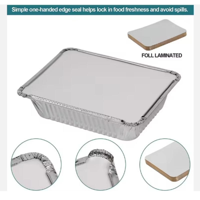 Disposable Aluminum Foil Container Gold Lunch Box Rectangular Tin Foil Tray