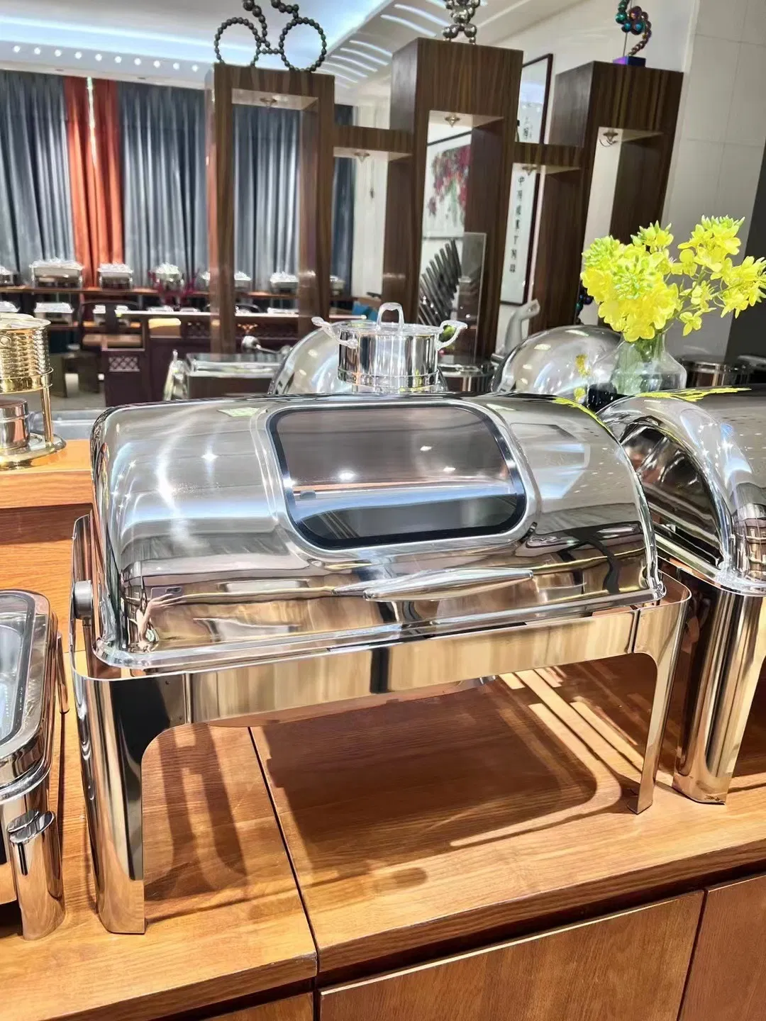 Hot Sale Stainless Steel Electric Alcohol Food Warmer Buffet Chafing Kitchenware Set