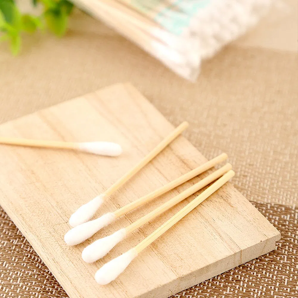 2024 Eco-Friendly Cleaning 115mm Wooden Cotton Bud Swabs
