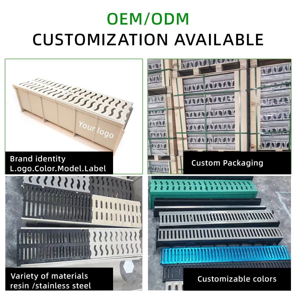 Heavy Duty Reinforced Plastic (FRP) Channel Floor Trench Drain System Fiberglass