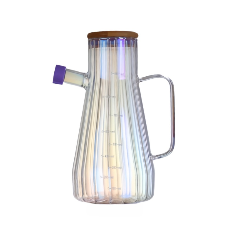 Best-Selling Colorful Striped Seasoning Bottle Olive Oil Glass Pot Sealed Sauce and Vinegar Pot