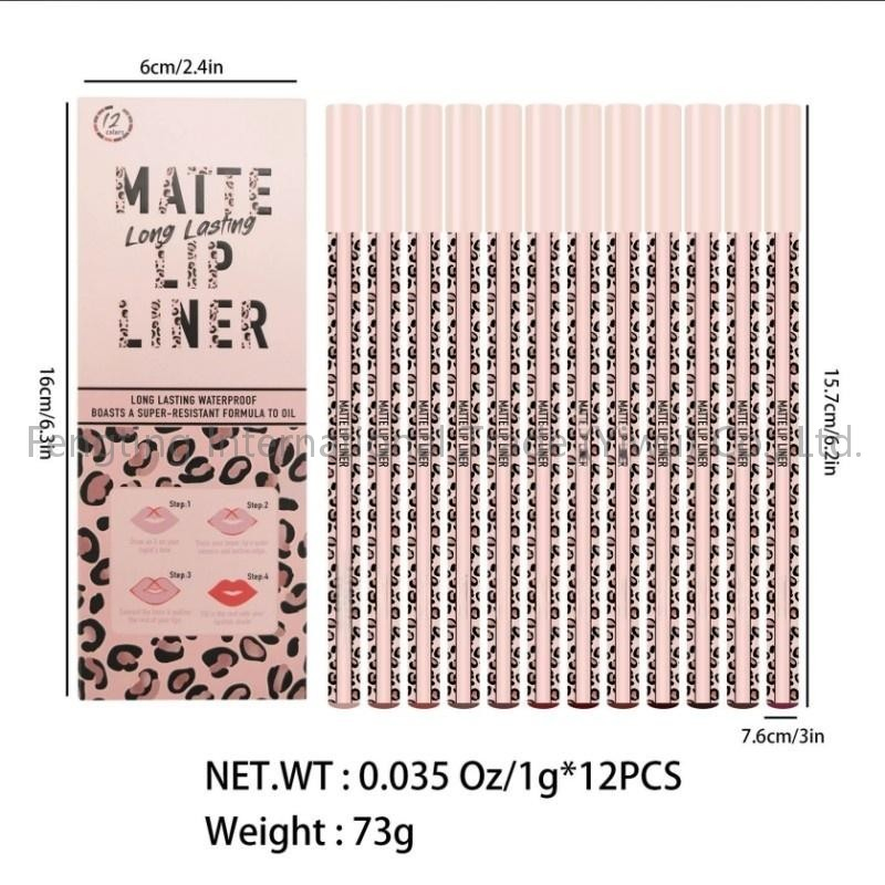 Cross-Border Exclusive 12-Color Matte Lip Liner Set Custom Logo Long-Lasting Non-Fading Lip Pencil Makeup Nude Lip Makeup