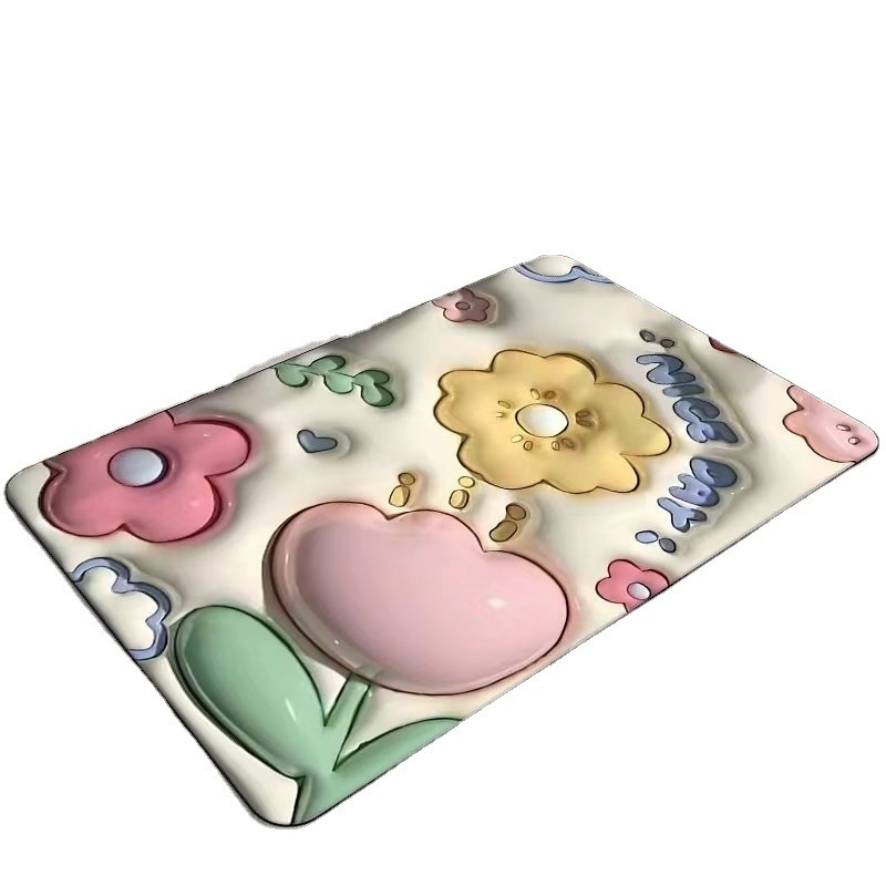 2024 Latest Cute Soft Diatom Mud 3D Stereoscopic Mat Anti-Slip Bathroom Mat
