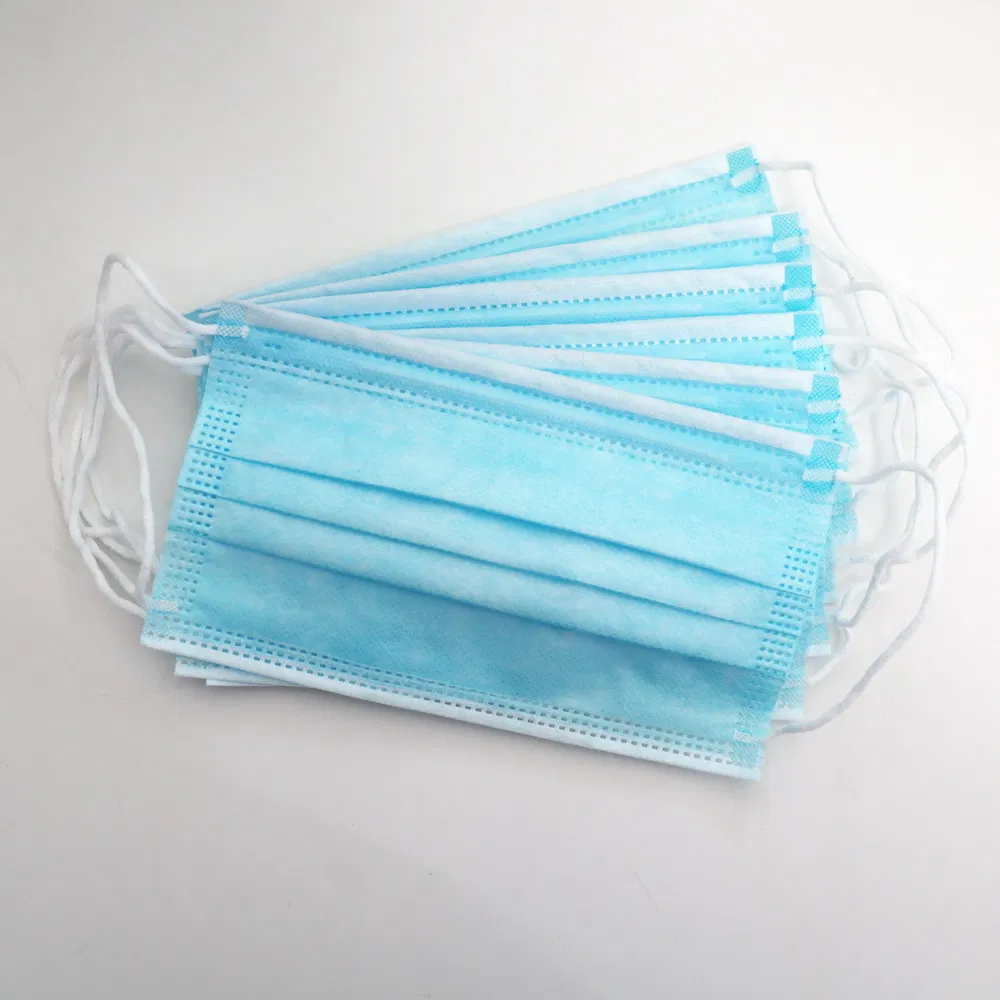 Facial Mask Stock Disposable 3 Layer Non-Woven Face Masks with Earloops