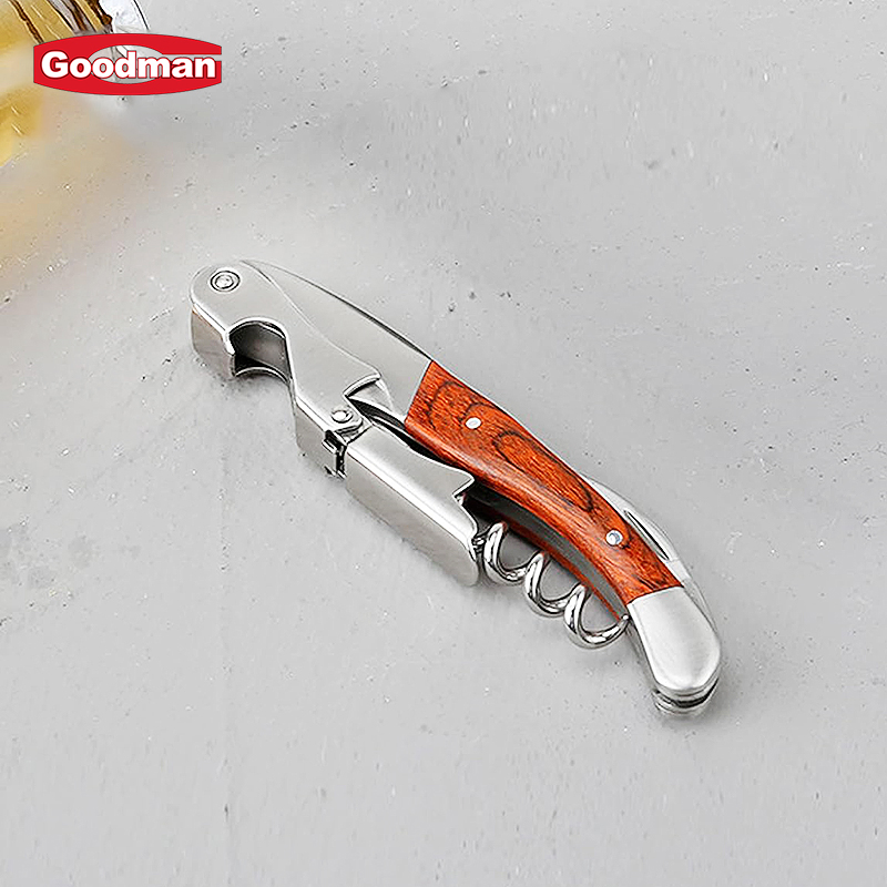 Factory Hot Sale Barware Wooden Handle Waiters Corkscrew Wine Bottle Opener and Foil Cutter Rosewood Wine Accessories Cork Screw