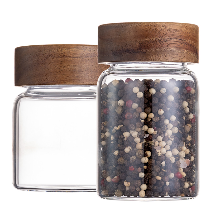 Набор стеклянных банок с деревянной крышкой 6-60 унций