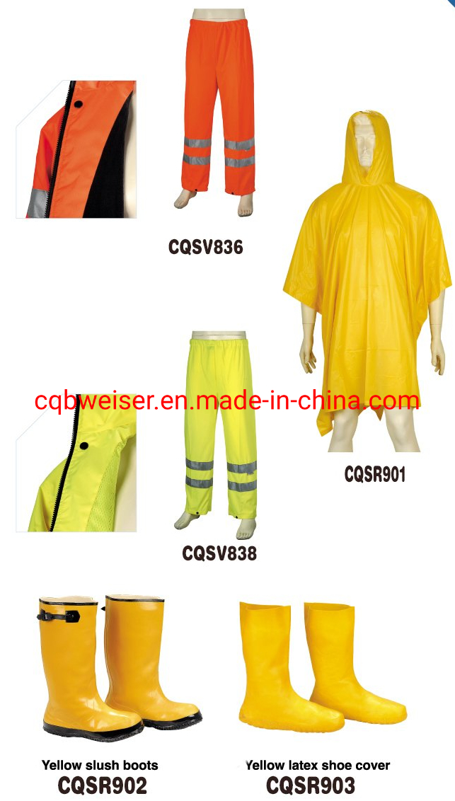 PVC/Polyester 0.35mm Heavy Duty Long Mens Yellow PVC Raincoat 20%off
