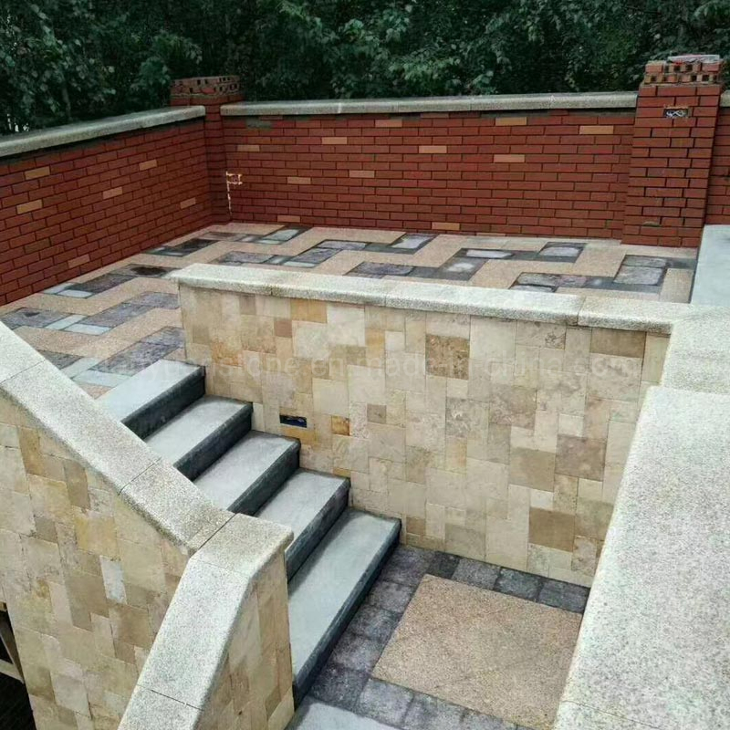 Natural Beige/Yellow/Coffee Travertine Marble Flooring, Fireplace, Travertine