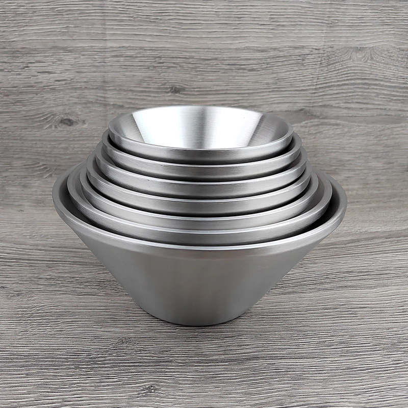 Large Pasta Bowl Gold Stainless Steel Salad Bowls Thick Metal Soup Bowls