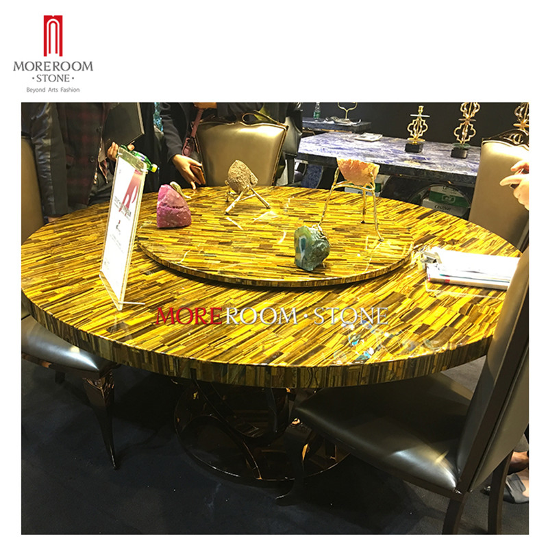 Luxury Palace Reception Yellow Mookaite Jasper Large Dining Room Counter Top