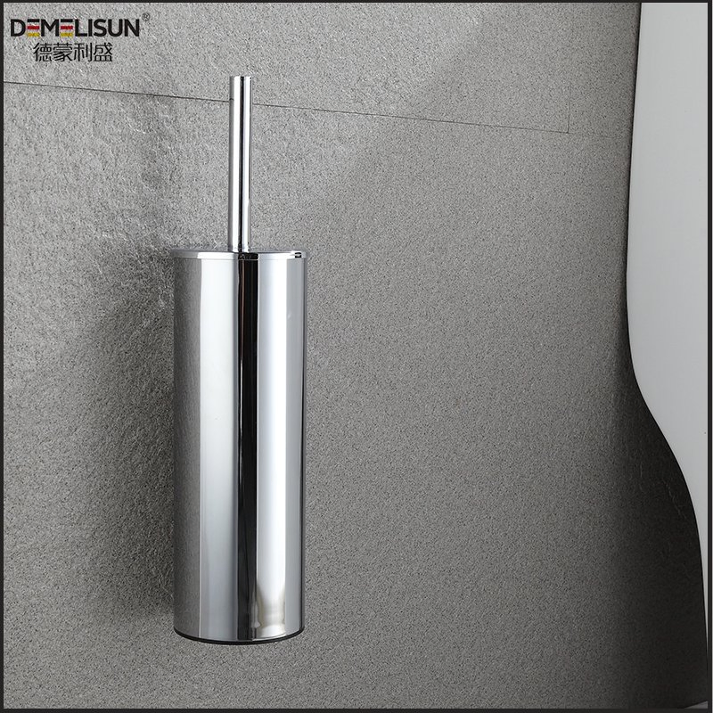 Stainless Steel Hotel Bathroom Cleaning Fittings Round Toilet Brush Holder