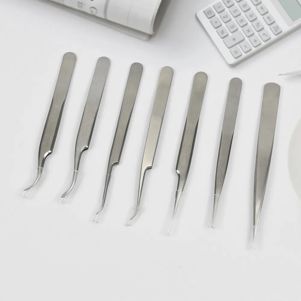 Stainless Steel Tip Pointed Eyelash Tweezer Wholesale Medical Eye Lash Extension Eyebrow Tweezers