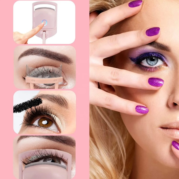 Heated Eyelash Curler Electric Eyelash Curlers USB Rechargeable Eye Lash Curler with Comb Heating Eye Lashes for Long Lasting