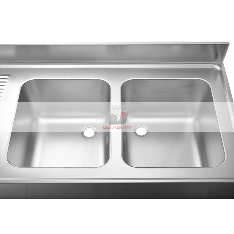 Left Double Sink L1600mm H950mm Commercial Kitchen Equipment Stainless Steel Kitchen Dishwasher Sinks