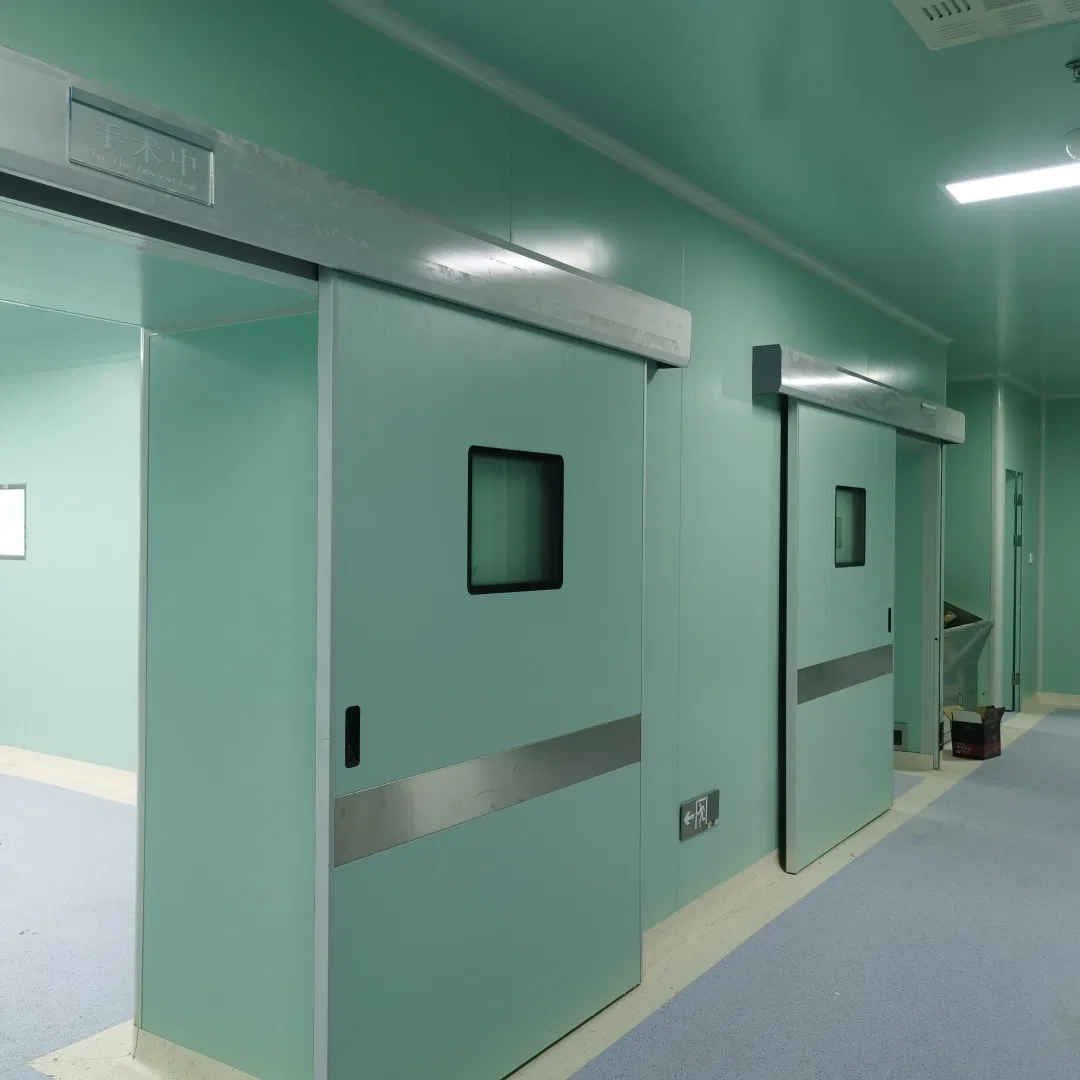 Automatic Operating Room Door Fire Prevention Electric Side Opening Modern Design Black Aluminum Profile Edge Clean Room Doors