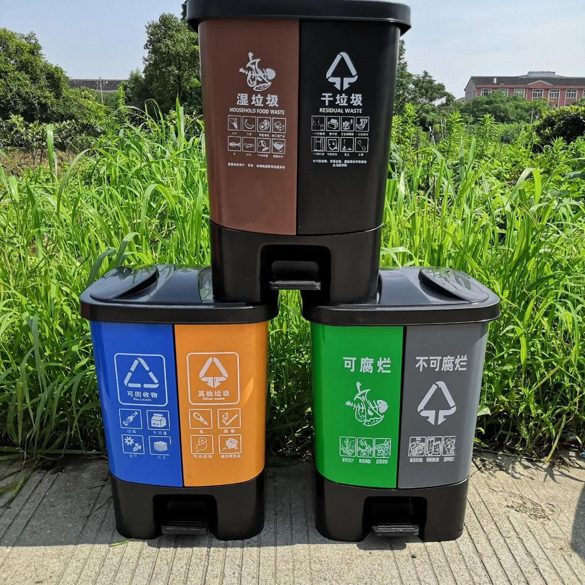 Двойной педальный мусорный бак для офиса и дома