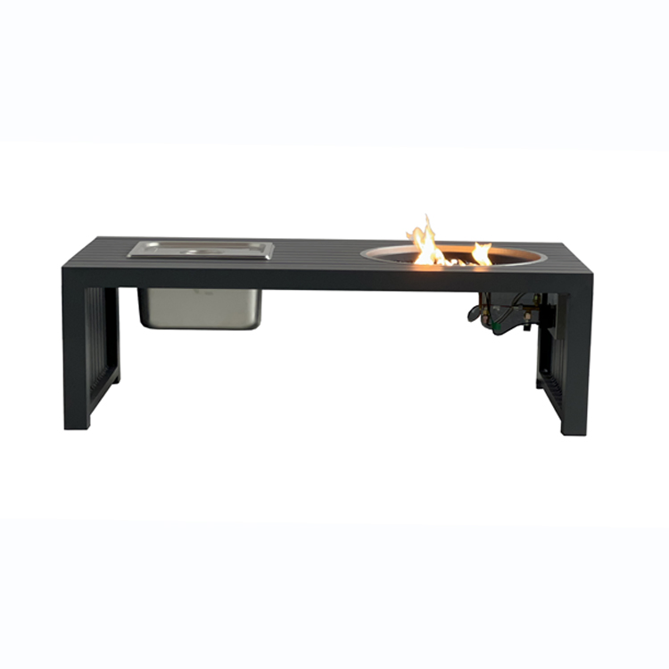 Terrace Courtyard Villa Garden Aluminum Outdoor Coffee Fire Pit Table with Ice Bucket