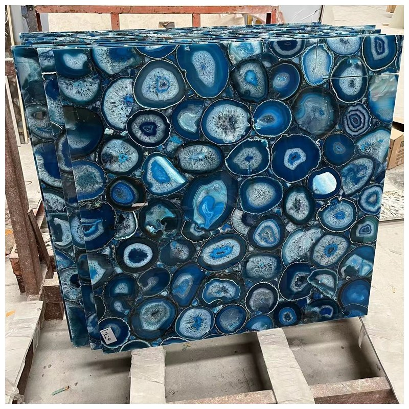 Semi-Precious Blue Agate Gemstone Backlit Tiles
