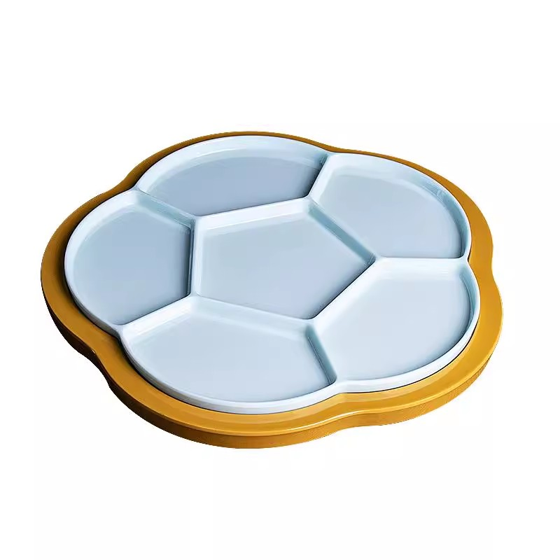 Melamine Hotel Flower Shape Dessert Plates Custom Divided 6 Section Serving Tray
