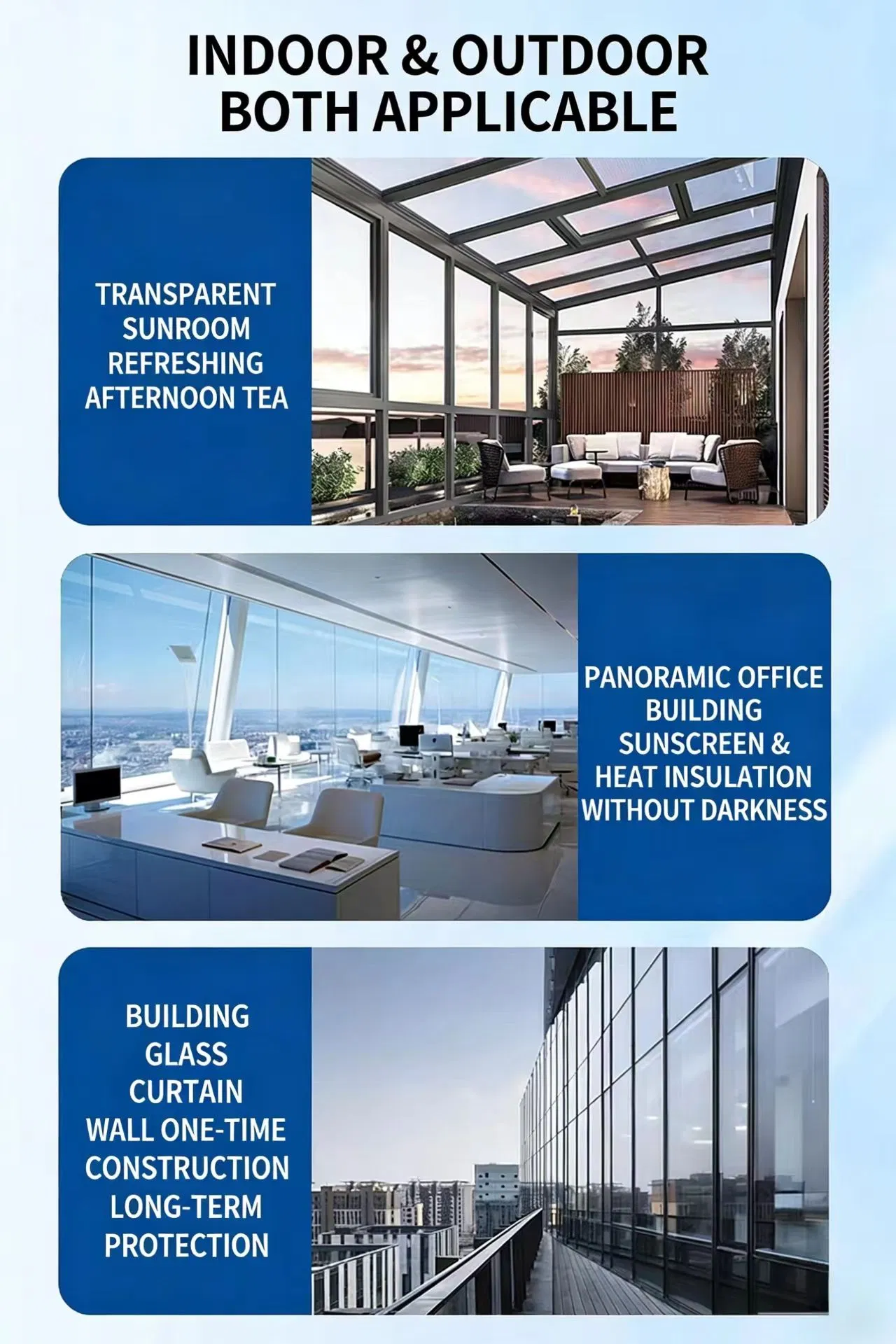 Transparent Nano Glass Insulation Coating for Building Doors & Windows