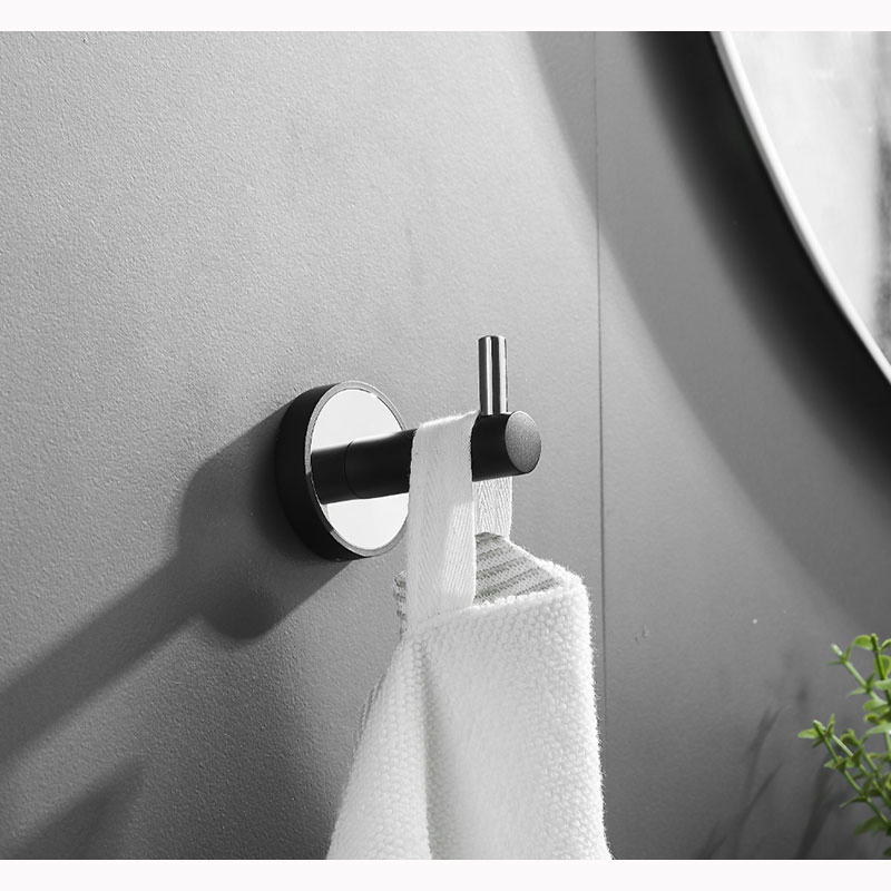 High Quality Bathroom Accessories Black Zinc Alloy Hanger for Elegant Bathroom Spaces