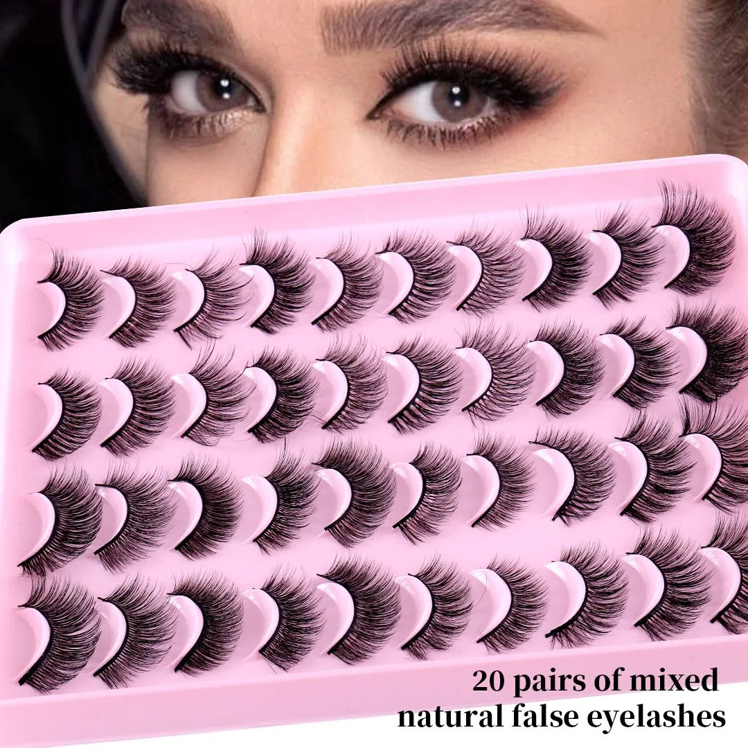 Makeup 20 Pairs 6D Faux Lashes Fluffy Natural Mink False Eyelashes Dramatic Volume Lashes Bulk Long Eyelash Extension
