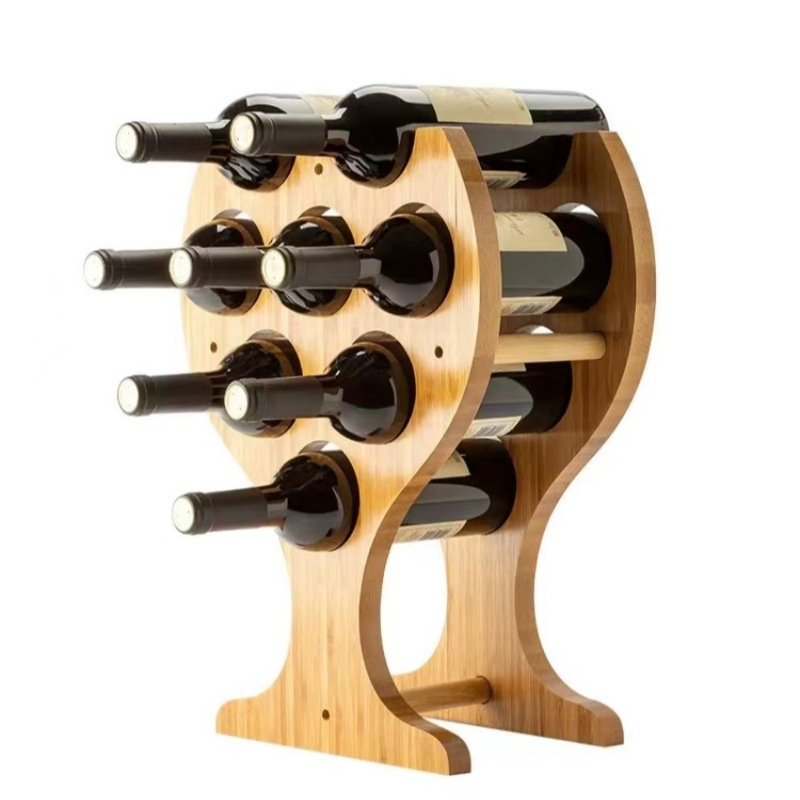 Wood Tabletop Wine Rack Rustic Bottle Holder Minimal Assembly Required Ez29765