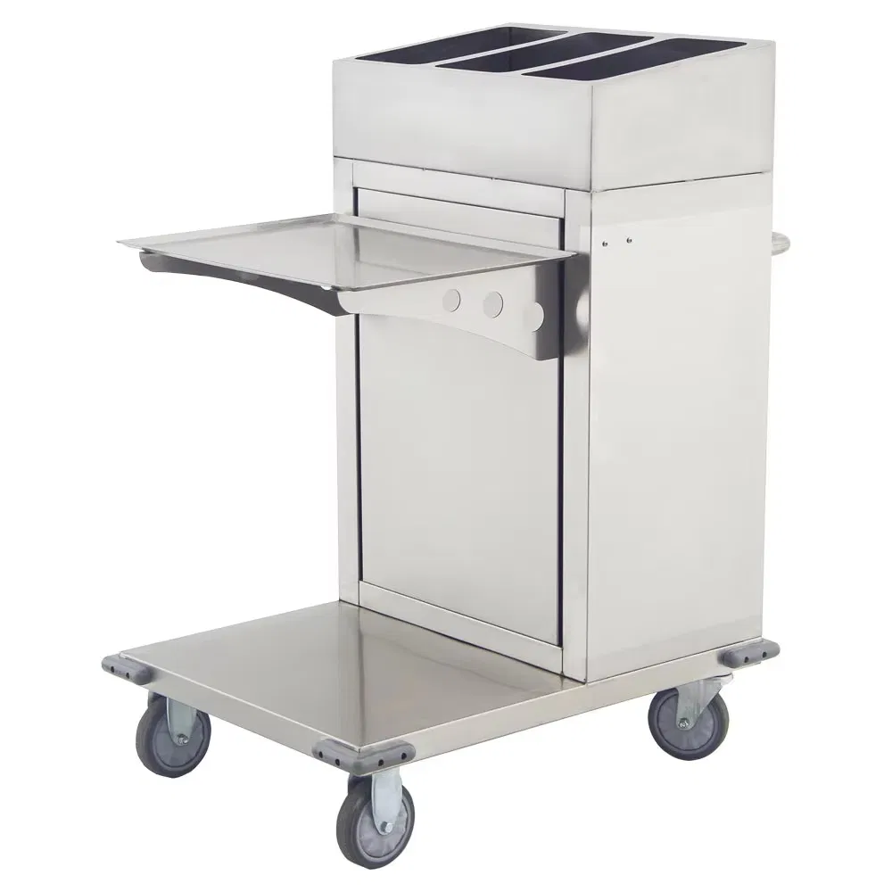 Heavy-Duty Stainless Steel Plate & Gn Pan Cart Commercial Polished Finish Plate Cart Stacking Delivery Cart for Hotel Restaurant Kitchen