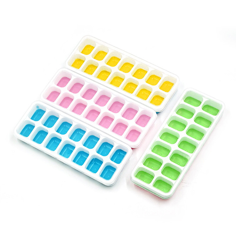 Silicone Easy Release Flexible 14-Ice Ice Cube Tray with Removable Lid