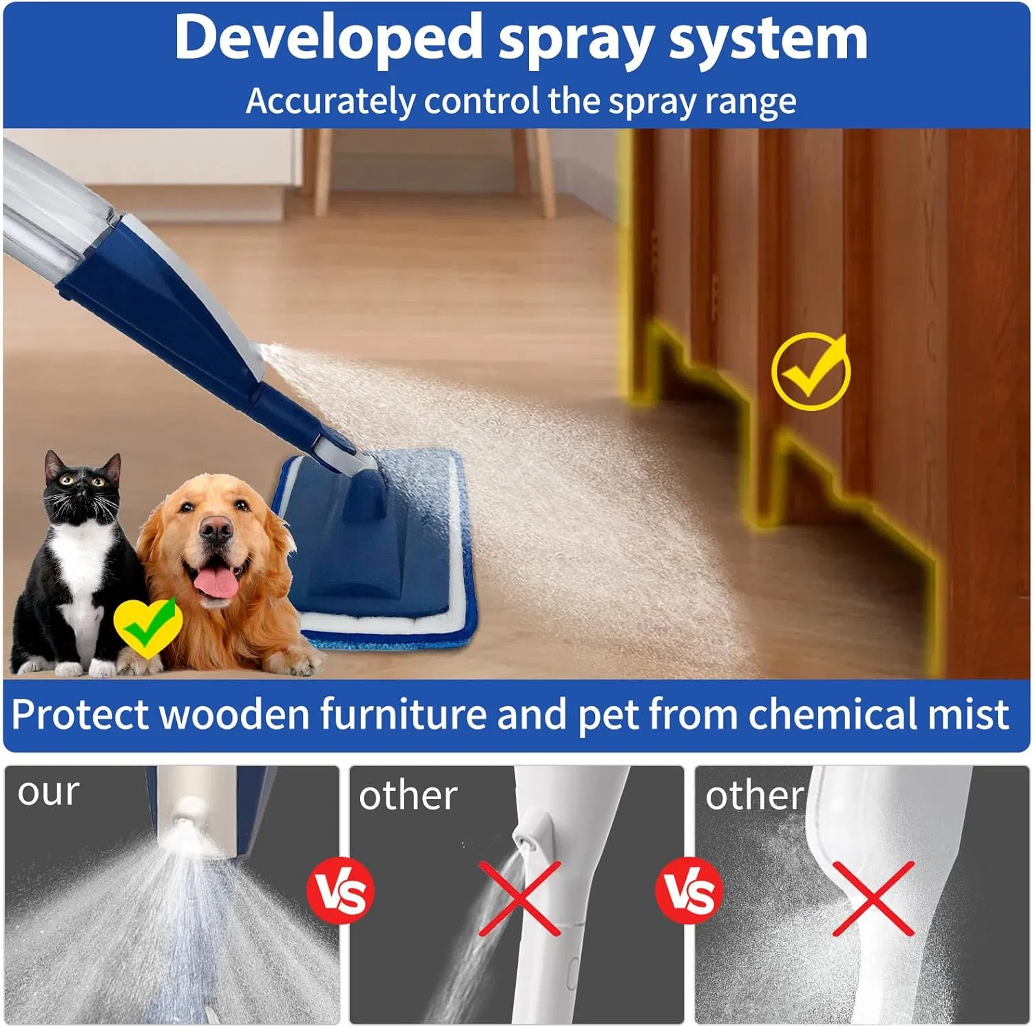 Brighthomey Microfibre Spray Mop for Hardwood Tile Floors Dust Cleaning