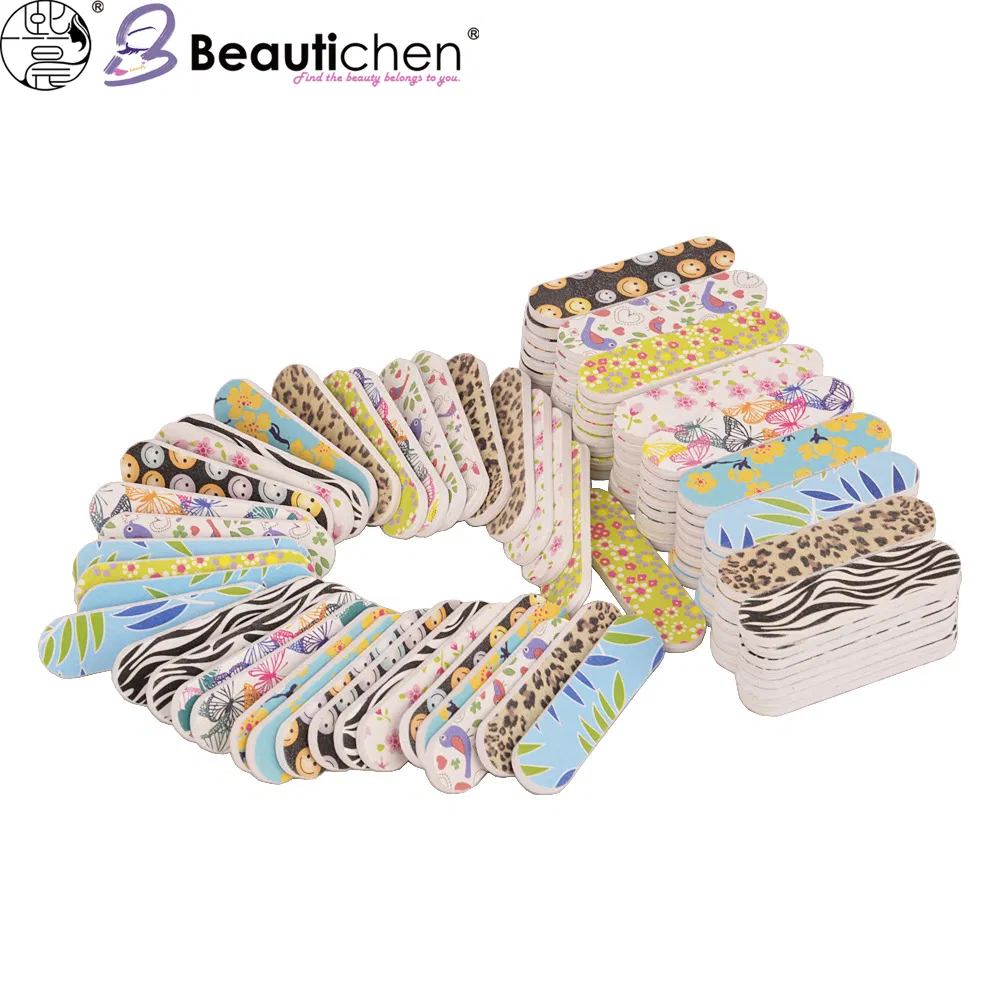 Beautichen Mini Colorful Nail Files Set – 6.1 X 1.6 Cm EVA Nail Buffers with Floral, Animal, and Cartoon Patterns – Portable Nail Care Tools