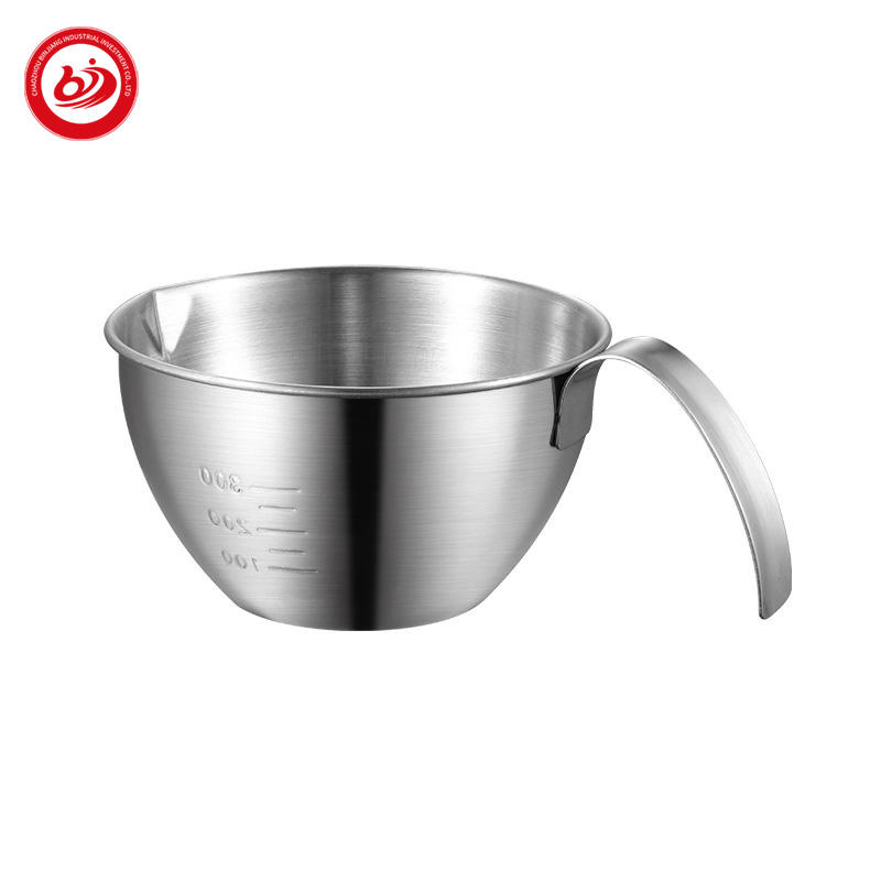 Factory Directly Sell Salad Bowl Premium Stainless Steel Egg Beate Mixing Bowl with Handles Graduated Bowl Measuring Cup