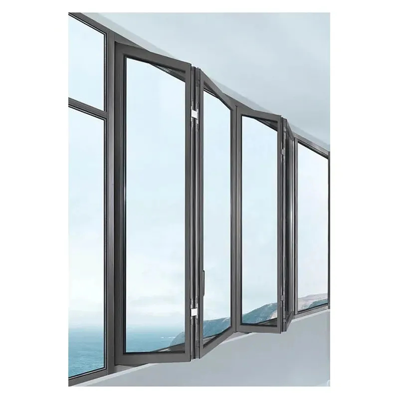 Modern House Shop Vertical Glass Fold up Window Bi-Fold Design Vertical Aluminum Folding Glass Windows