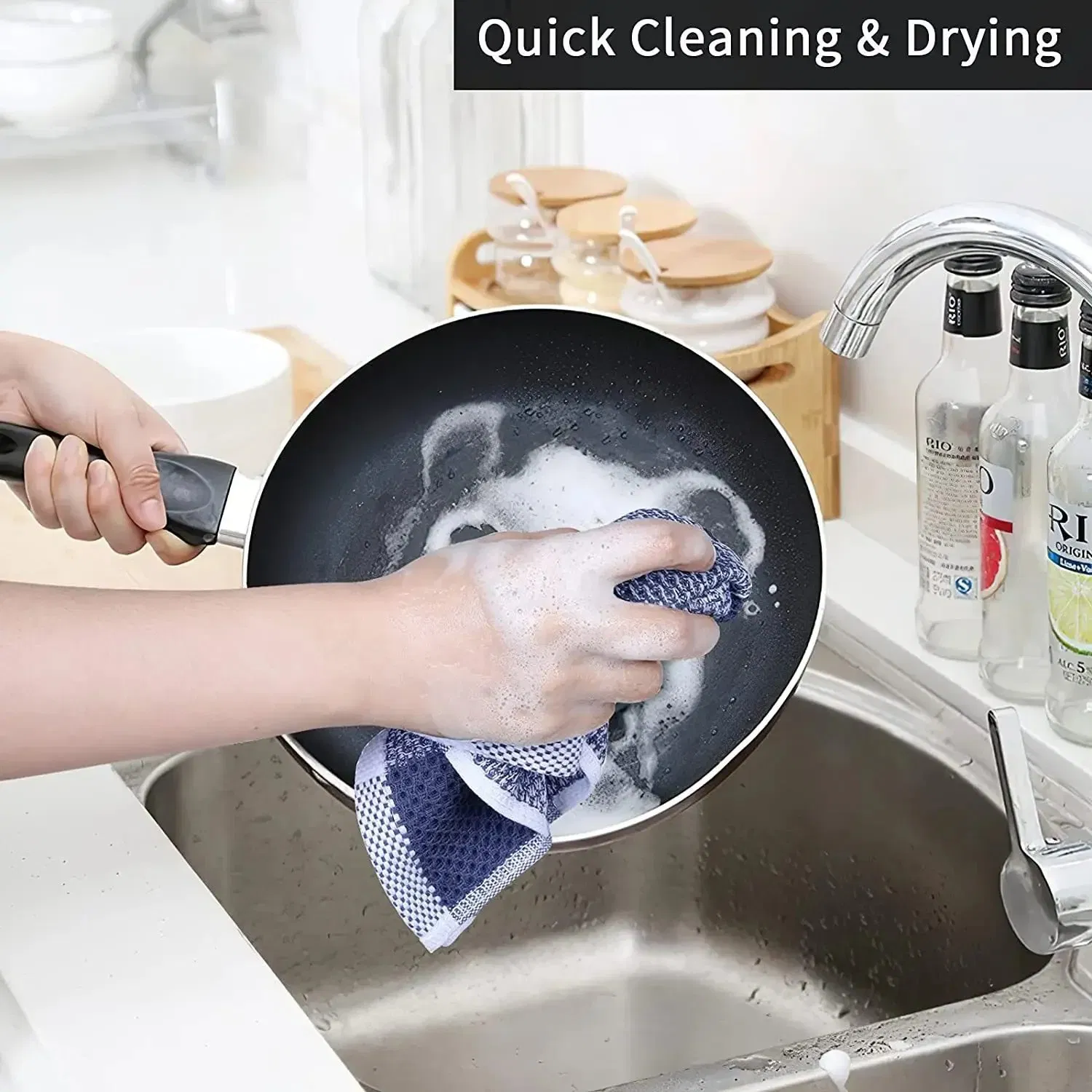 2PCS Cotton Dishcloth Towel Ultra Soft Absorbent Hand Towel Wash Cloth Household Kitchen Cleaning Cloth Grey