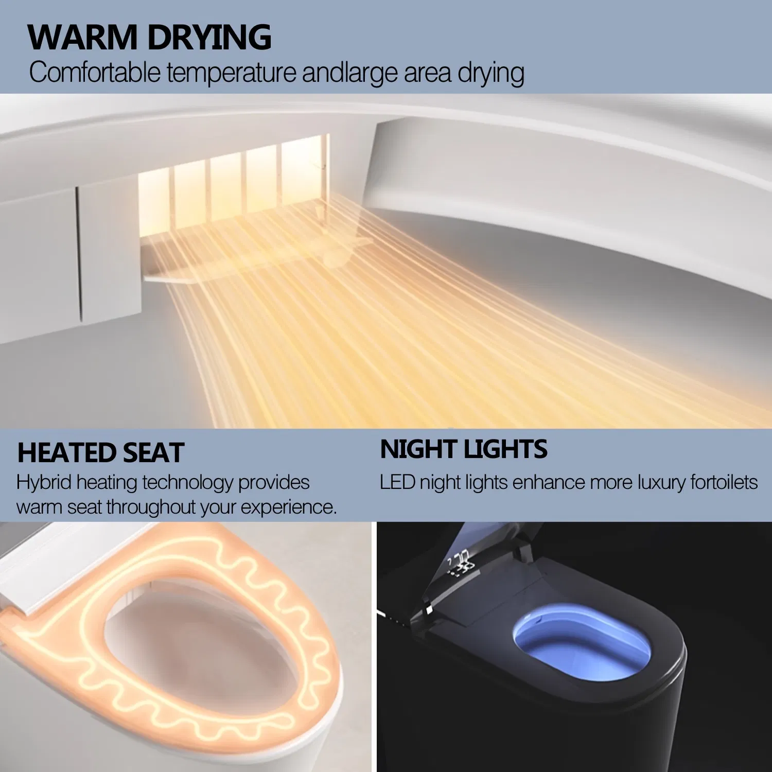 Self Clean Heated Bathroom Fitting Bidet Smart Sanitary Toilet Seat Cover