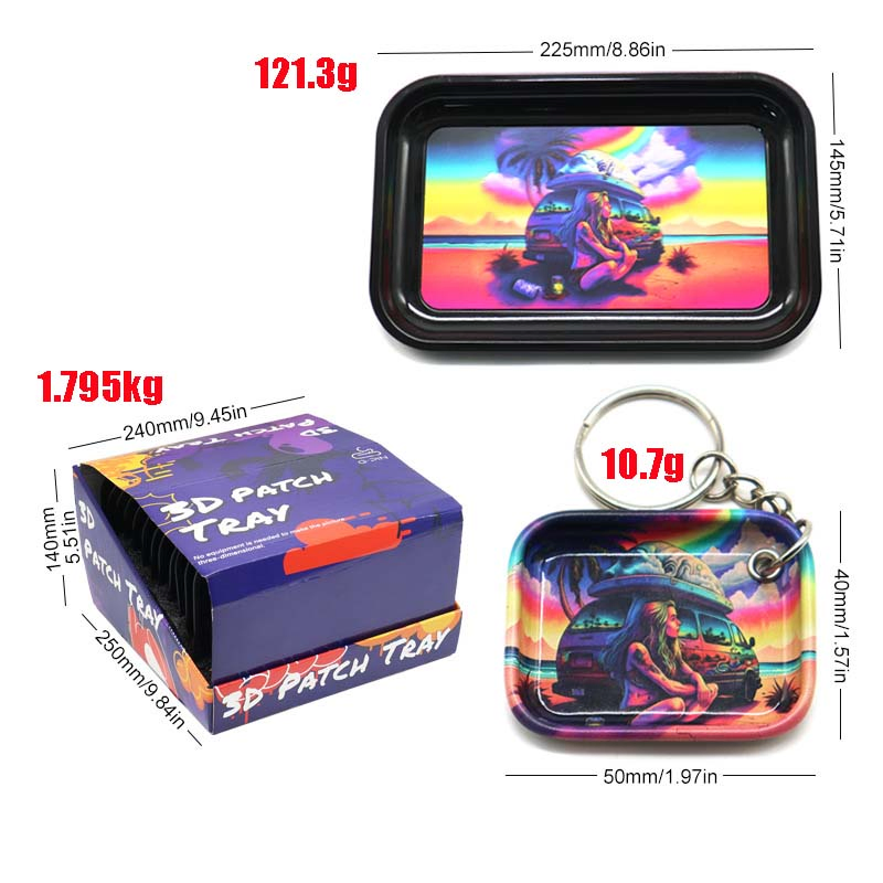 New Design Keychain Custom Mini Round Metal Rolling Tray Ashtray Cheap Tinplate Ashtray Smoking Set