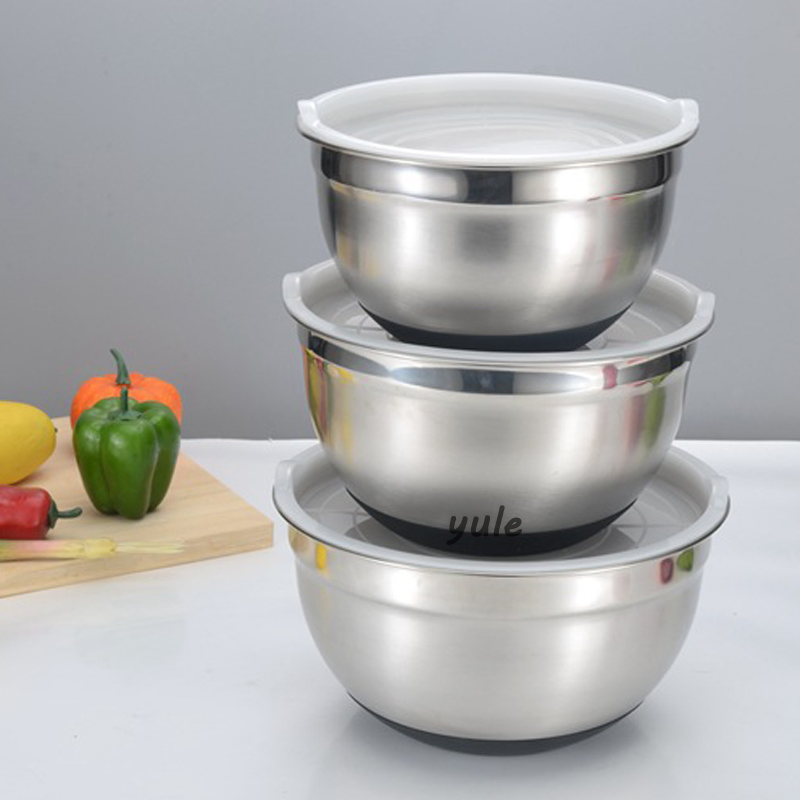 High Quality Stainless Steel Kitchen Utensils Mixing Bowl Multi-Size Multi-Function Salad Bowl