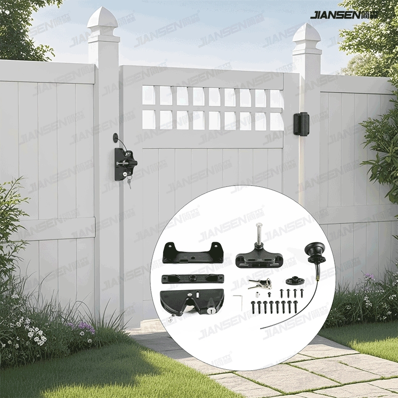Nylon Gravity Gate Fence Lock Key Lockable Automatic Keyed