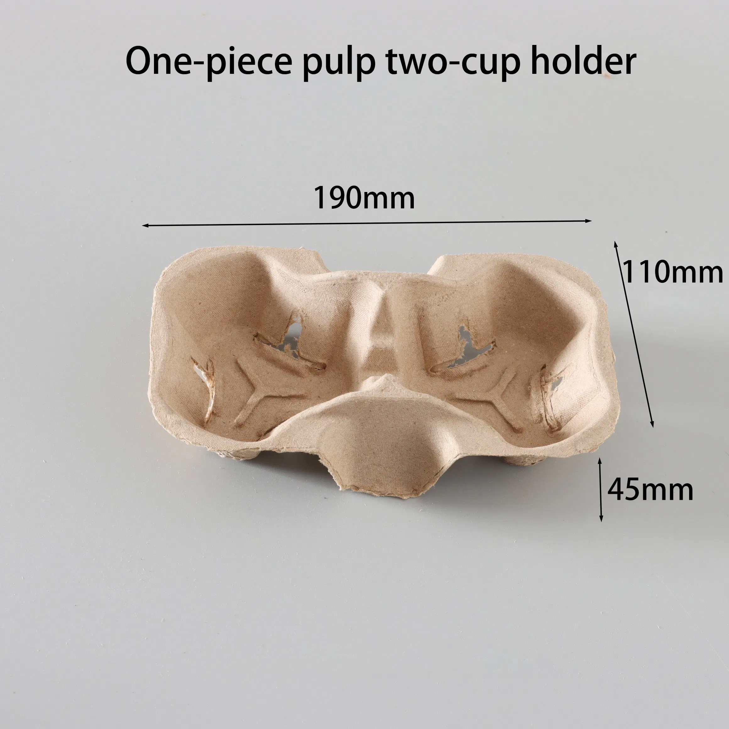 Disposable Sugarcane Pulp Paper Cup Holder for Takeaway