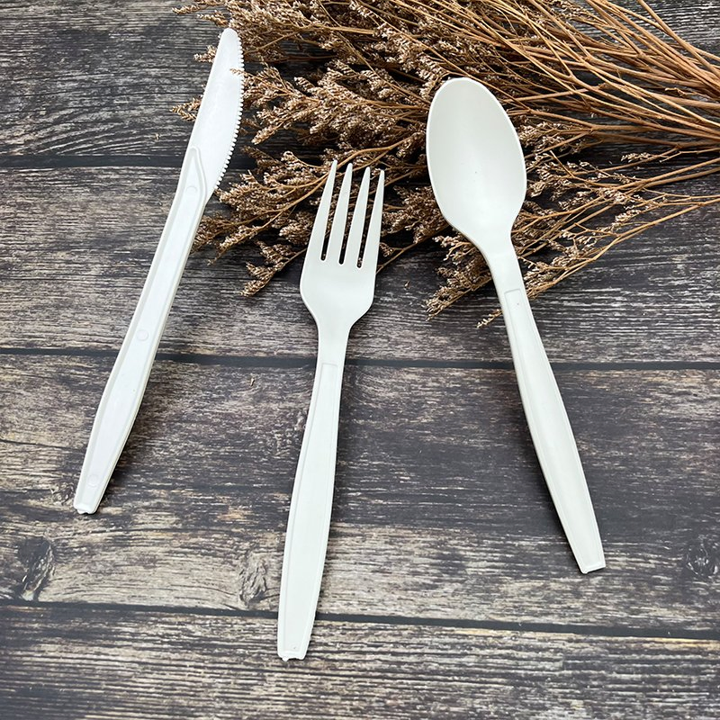 Biodegradable and Disposable Cutlery Forks Corn Starch Spoons Knives Plastic Tableware