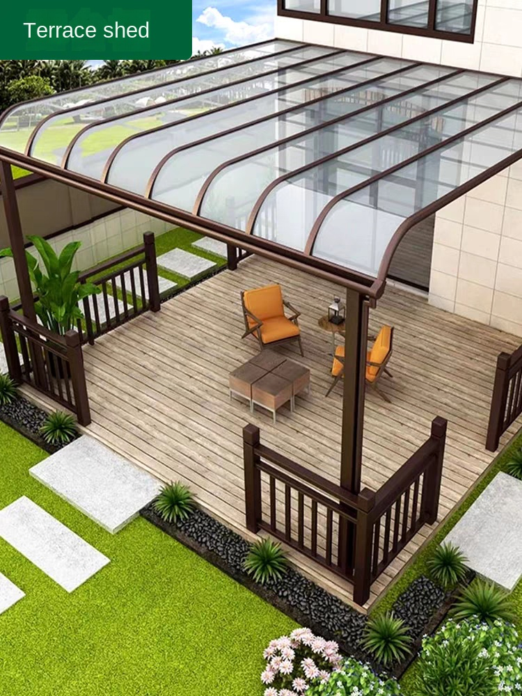 Outdoor Simple Canopy Pergola Aluminum PC Board Roof Shelter Sunshade