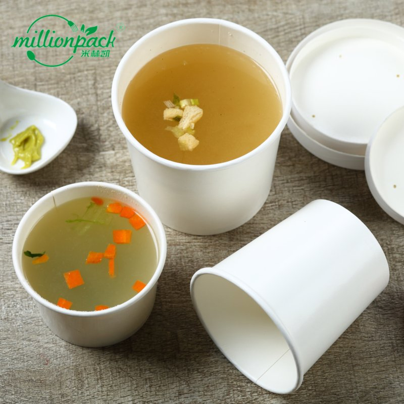 32oz Branding Solution Kraft Paper Soup Bowl with Multi-Color Print