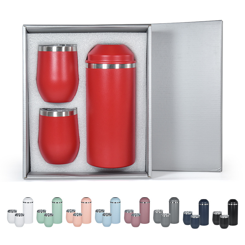 25oz Powder Coating Double Wall Stainless Steel Wine Bottle Cooler 12oz Tumblers Gift Set