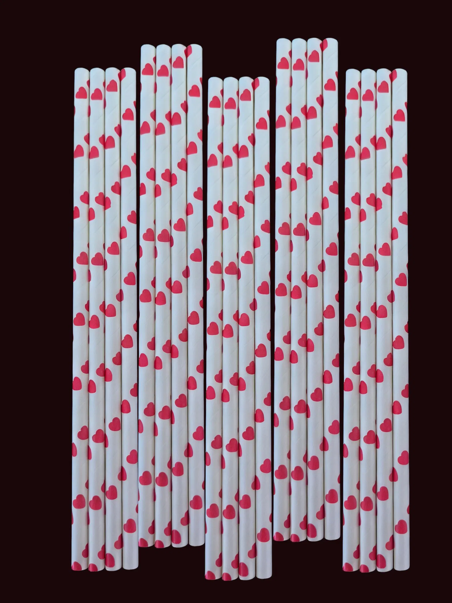 Garden Tea Party Heart Printed Paper Wrapped Eco Friendly 7 Inch Paper Straws