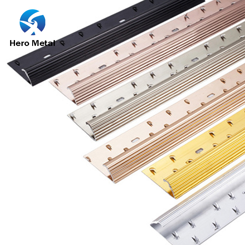 Factory Wholesale Carpet Profile Hero Metal Aluminum Wide Cover Strip China Low Price White Stone 2.3m Gold to Hard Wood Floor Threshold Transition Carpet Trim