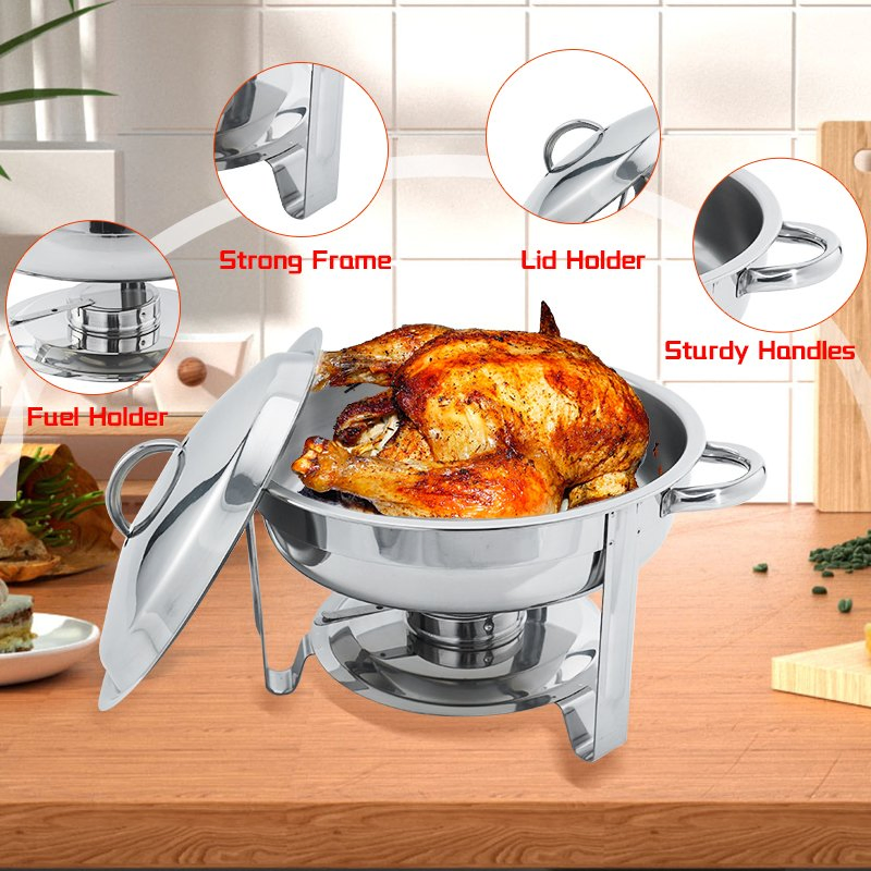 Daosheng Wedding Good Quality Buffet Stainless Steel Round Roll Top Chafing Dish Stove Chafer Food Warmer
