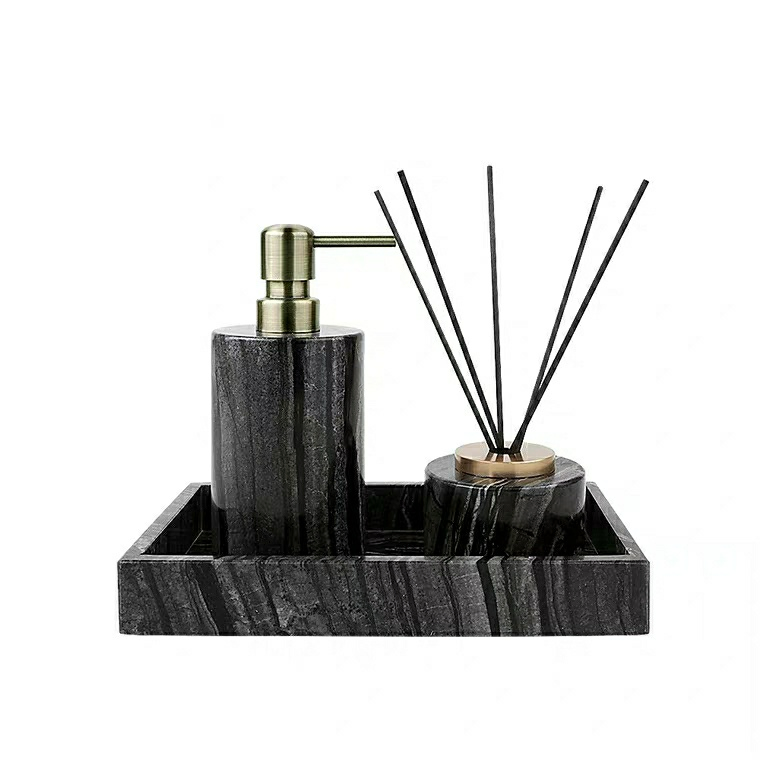 Green Marble Soap Dispenser Set for Bathroom